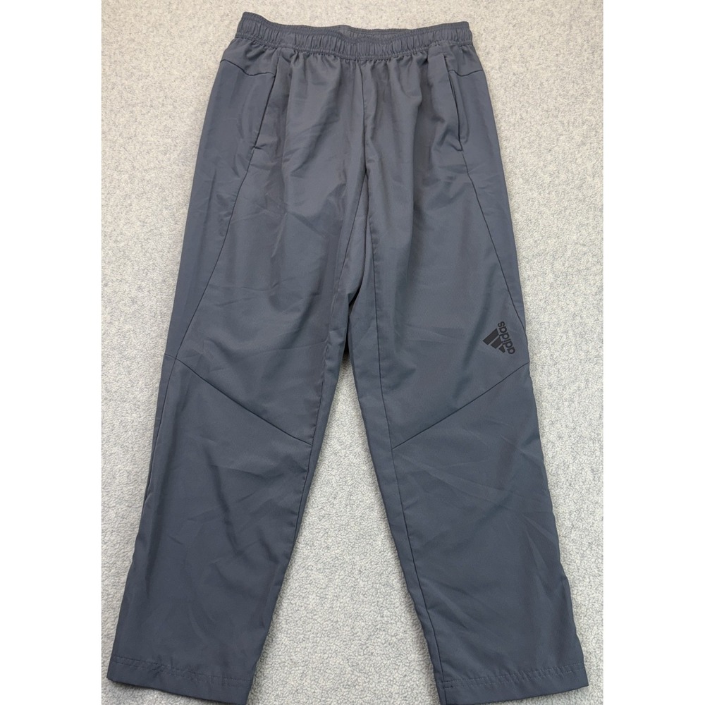 Adidas Mens Aeroready Training Pants Gray Lightweight Performance Brand Logo L